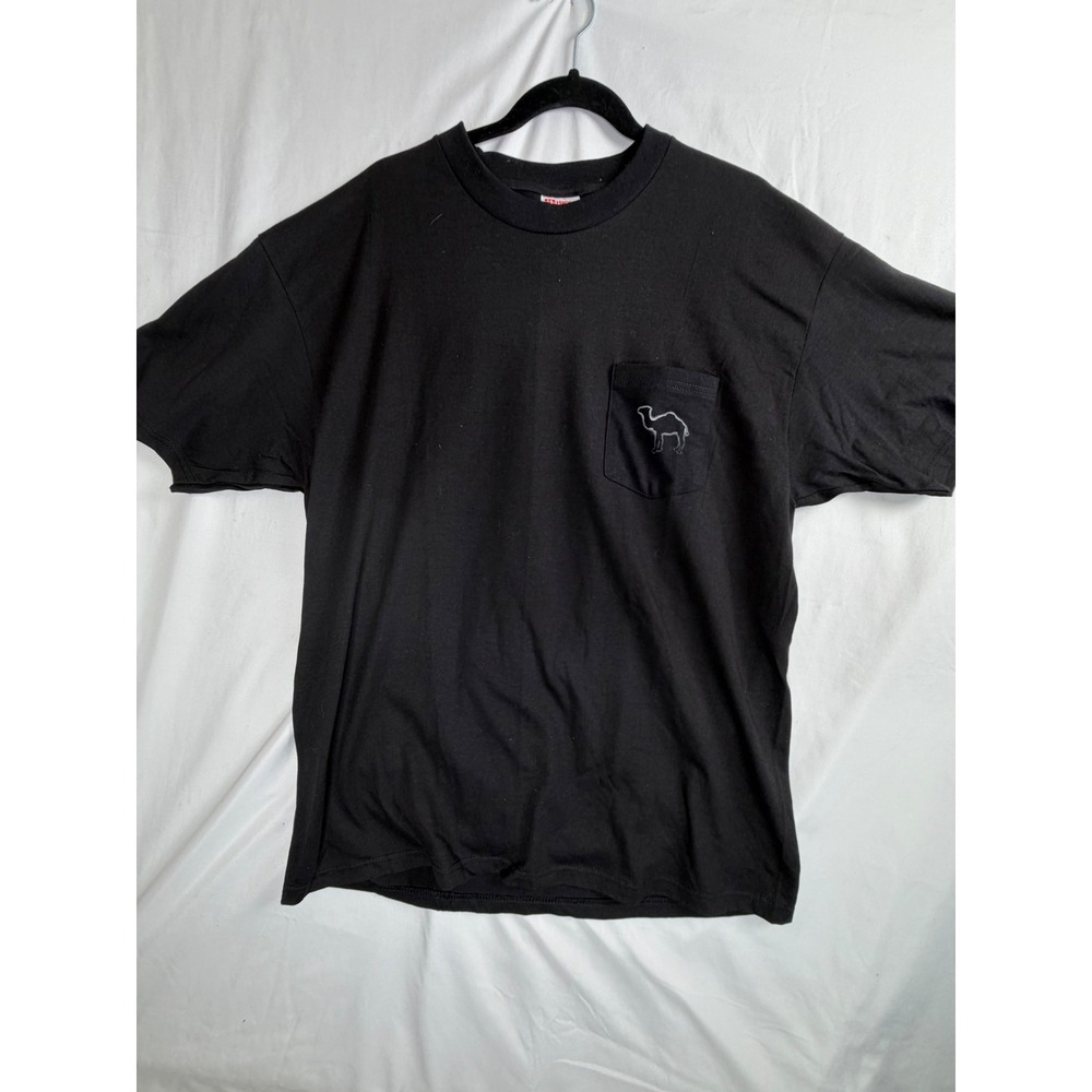 Hanes Pocket T-Shirt XL Black Vintage Joe Camel Graphic Tee